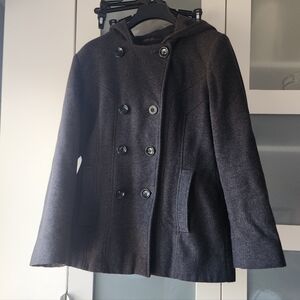 Jason Kole Chic Double-Breasted Charcoal Pea Coat